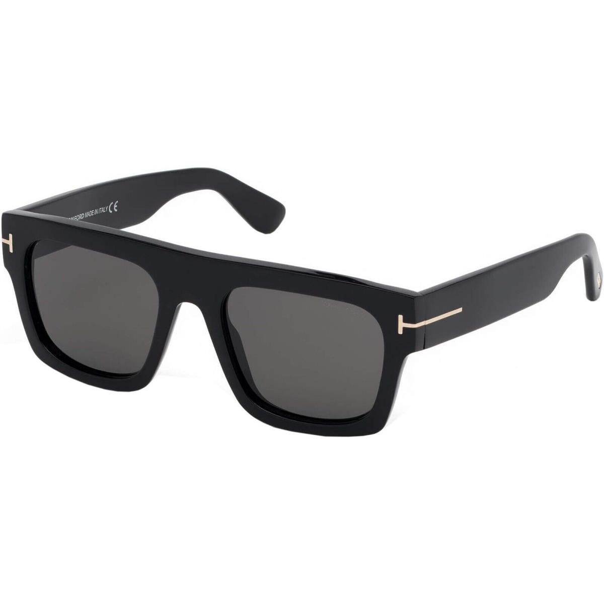 Tom Ford Fausto FT0711 01A Shiny Black Smoke 53 mm Sunglasses