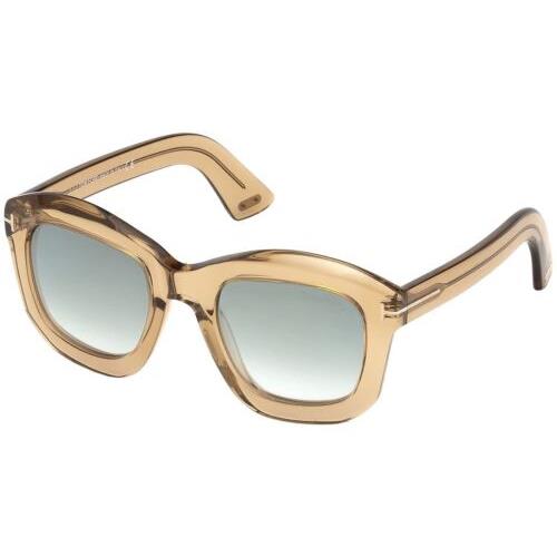 Tom Ford FT0582 45P Shiny Light Brown Julia Square Sunglasses Lens Category 2 L