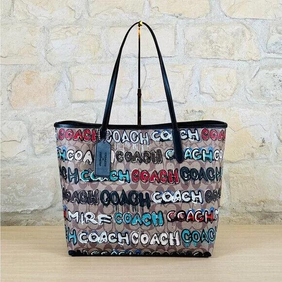 Coach Graphic Coach X Mint/tote Bag In Signature Leather Khaki/wallet Option Handbag
