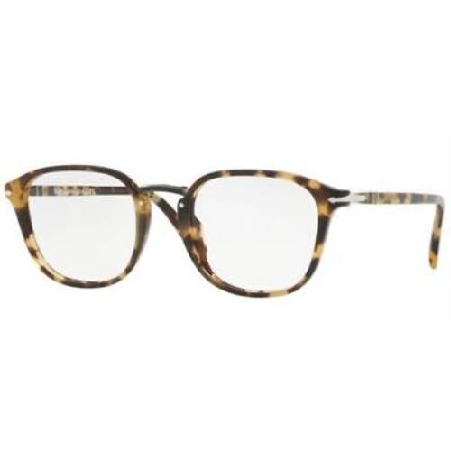 Persol Men Squared Eyeglasses PO3187V 1056 Havana Frame Demo Customisable Lens