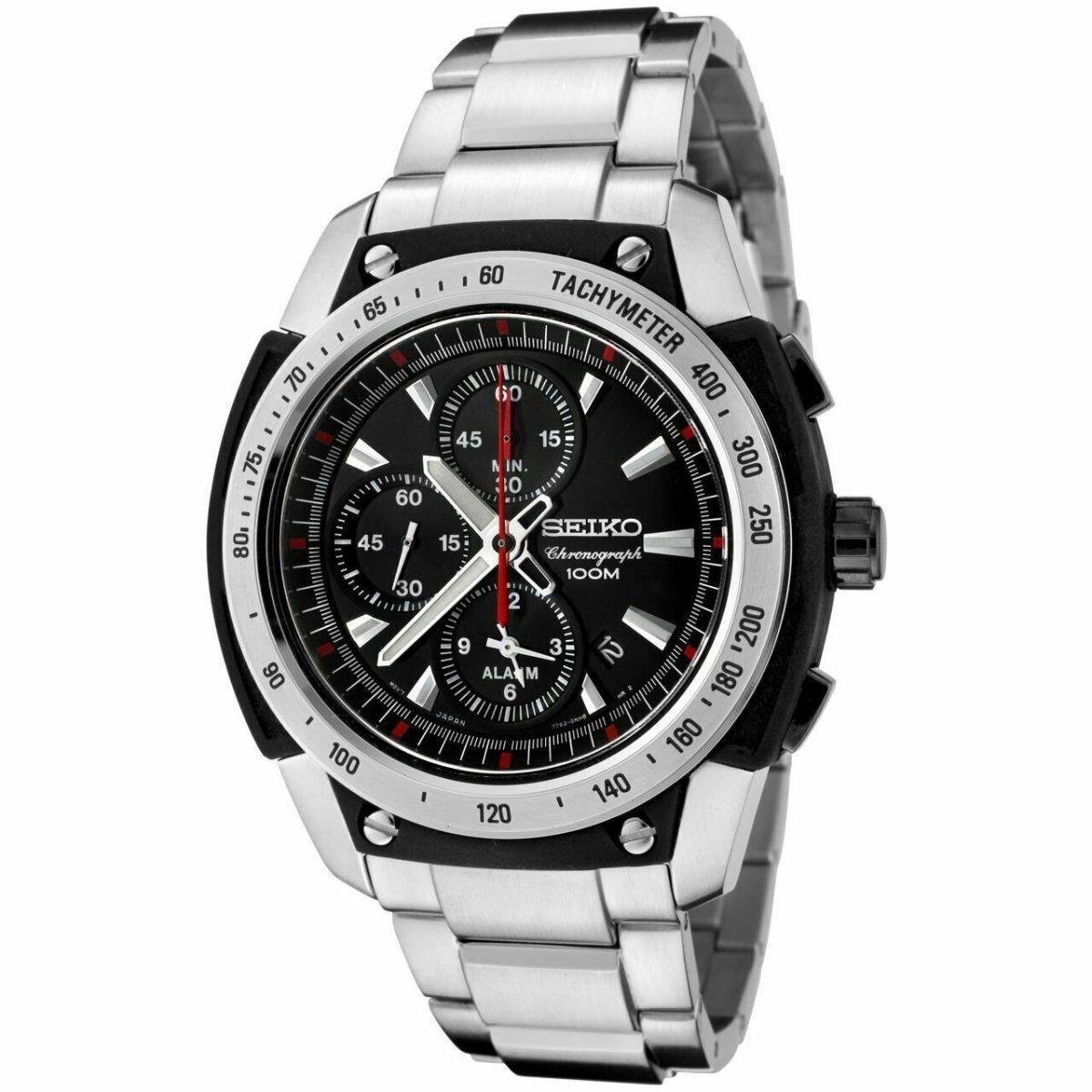 Seiko Alarm Chronograph Black Dial Men`s Watch SNAD47P1