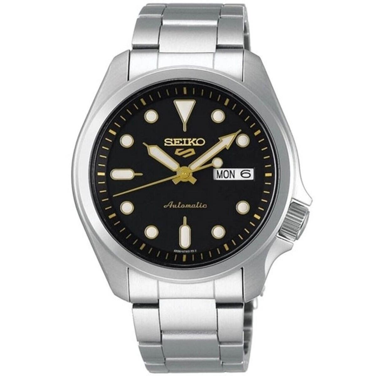 Seiko 5 Sports Automatic Black Dial Steel Bracelet Mens Watch SRPE57