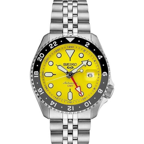 Seiko Watch Men Sports Gmt Mechanical Automatic Stainless Silver Tone
