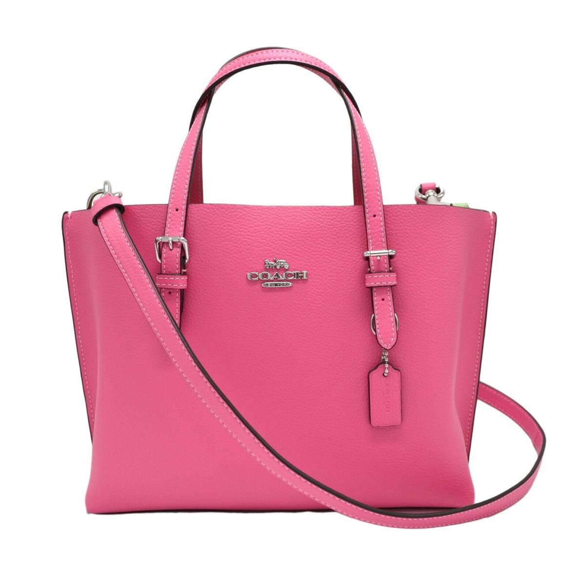 Coach Women`s Mollie Tote 25 Crossbody Purse Logo Leather Handbag Pink - Pink Handle/Strap, Silver Hardware, Pink Exterior