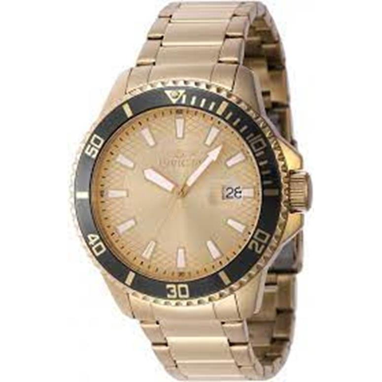 Invicta Chronograph Pro Diver Quartz Gold Dial Gold Tone Men`s Watch 46140