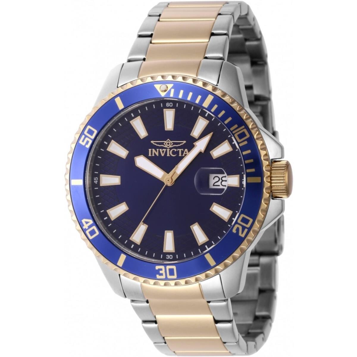 Invicta Men`s Watch Pro Diver Blue/gold Tone Bezel Two Tone Bracelet 46142