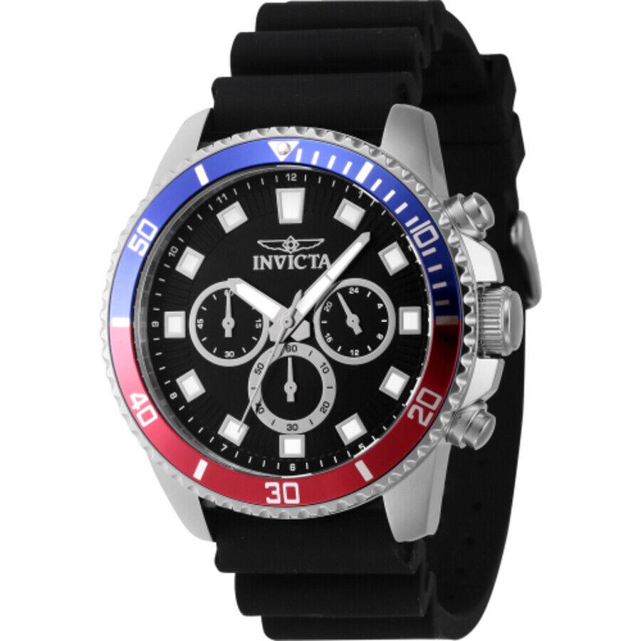 Invicta Pro Diver Chronograph Quartz Black Dial Pepsi Bezel Men`s Watch 46119