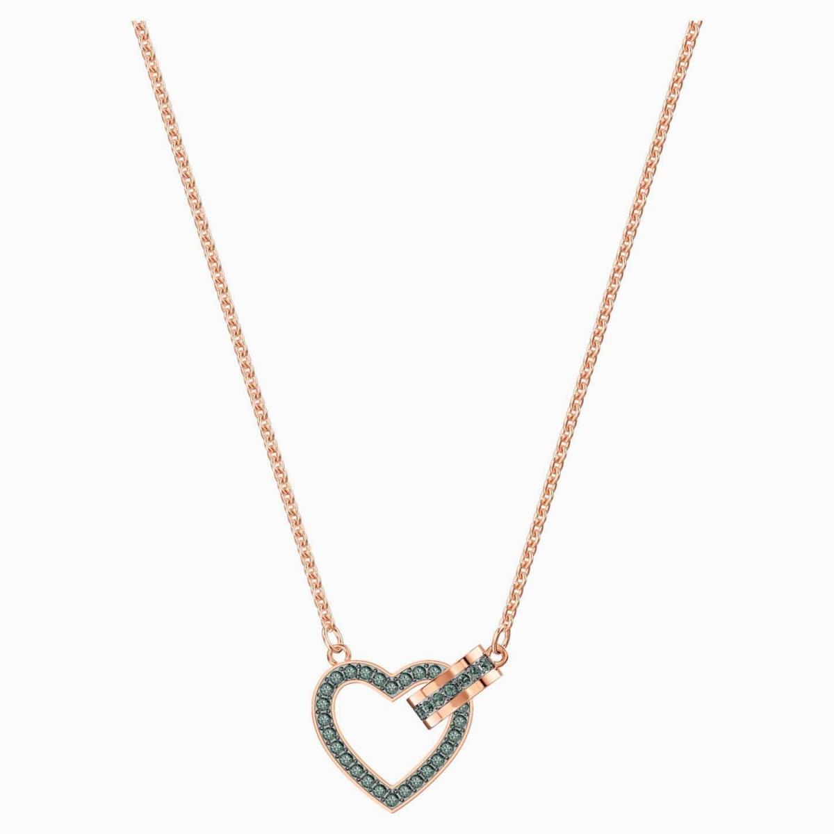 Swarovski Lovely Necklace Heart Gray Crystal Rose-gold Tone Plated 5465686