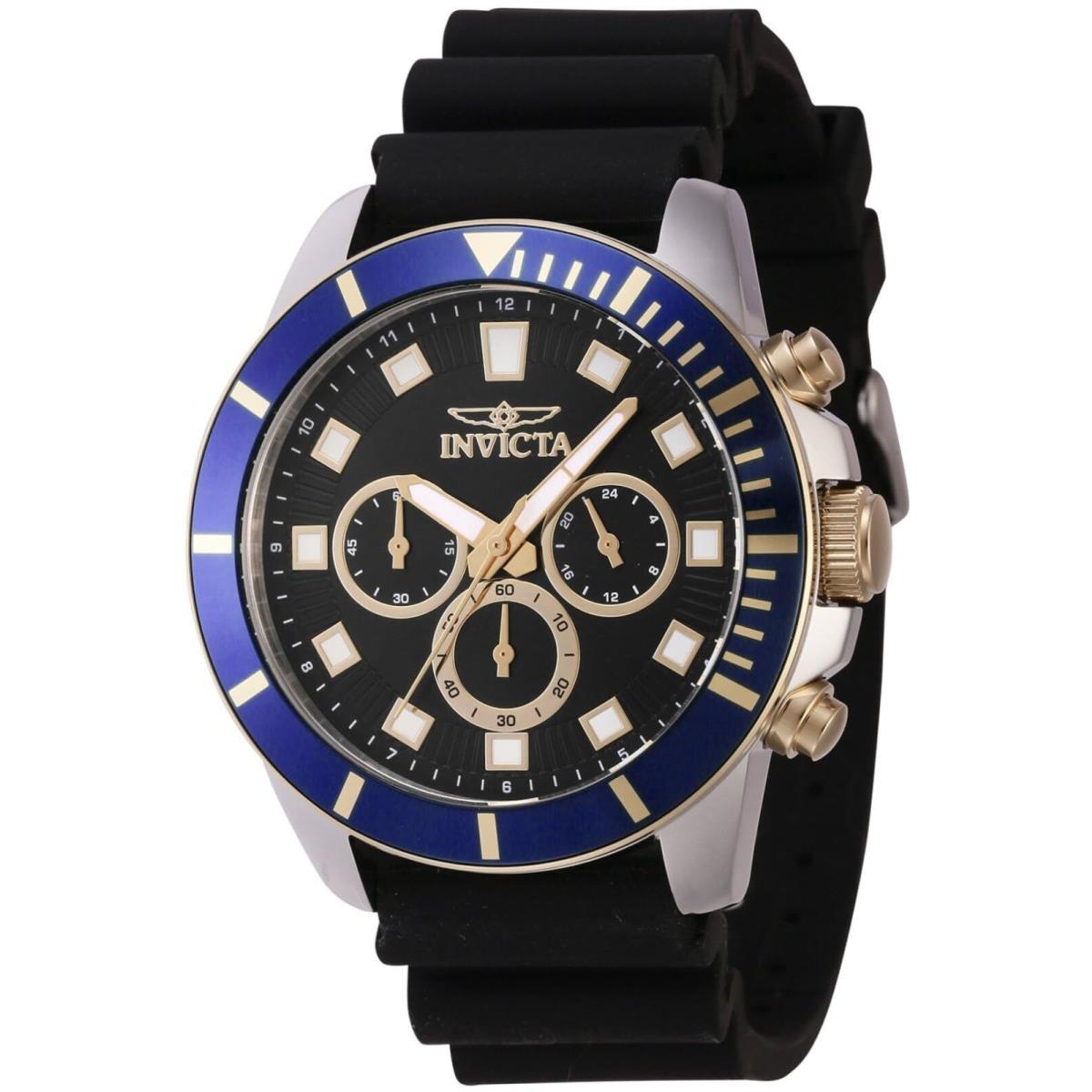 Invicta Mens Pro Diver 45mm Silicone Chronograph Quartz Watch Black Model 46082