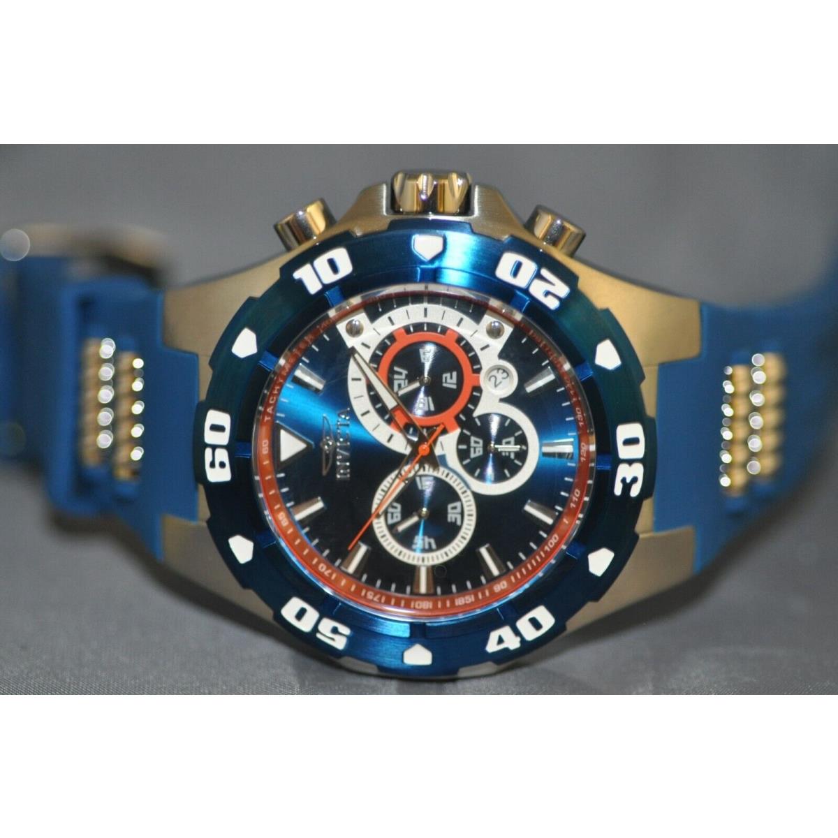 Invicta Men`s Pro Diver Chronograph Blue Dial Blue Polyurethane Watch 28717