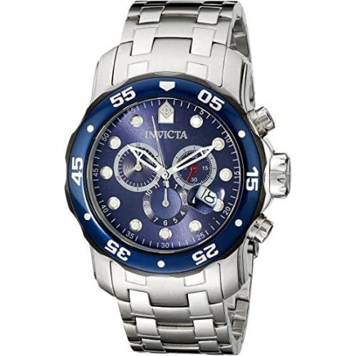 Invicta 80057 Pro Diver Stainless Steel Blue Dial Silver Tone Wrist Men`s Watch