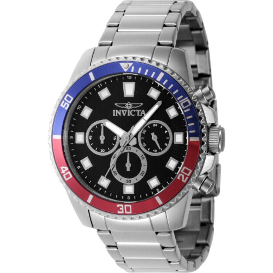 Invicta Pro Diver Chronograph Gmt Quartz Black Dial Pepsi Bezel Men`s Watch