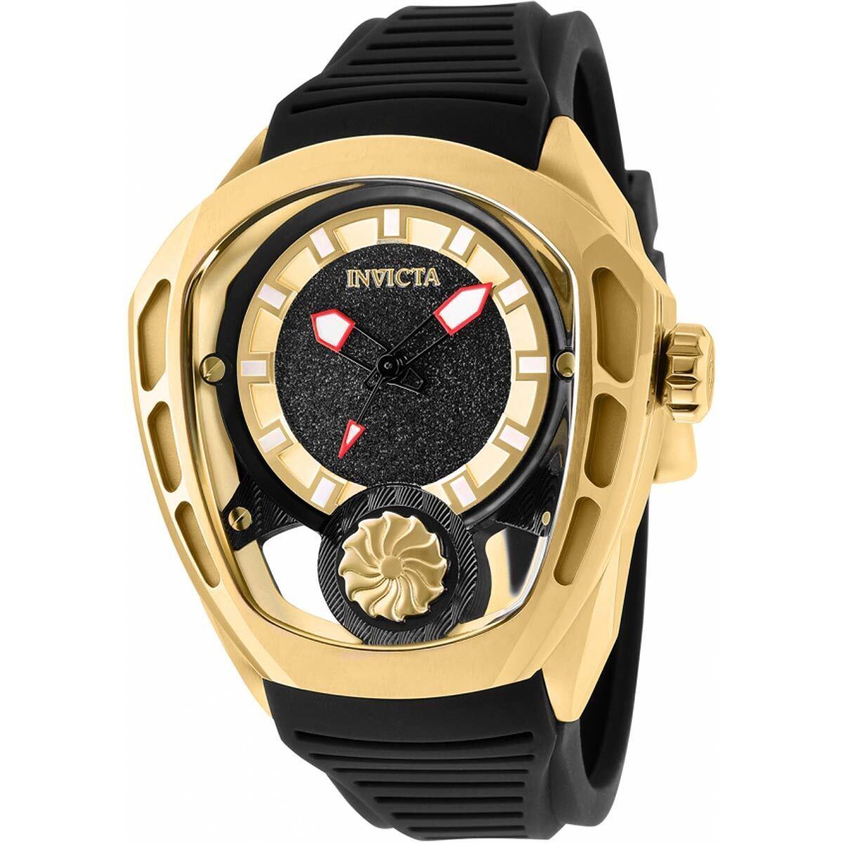 Invicta Men`s Watch Akula Automatic Black and Gold Tone Dial Rubber Strap 35443