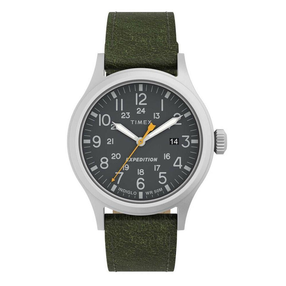 TW4B22900 Timex Expedition Scout 40mm Green Leather Strap Men`s Watch