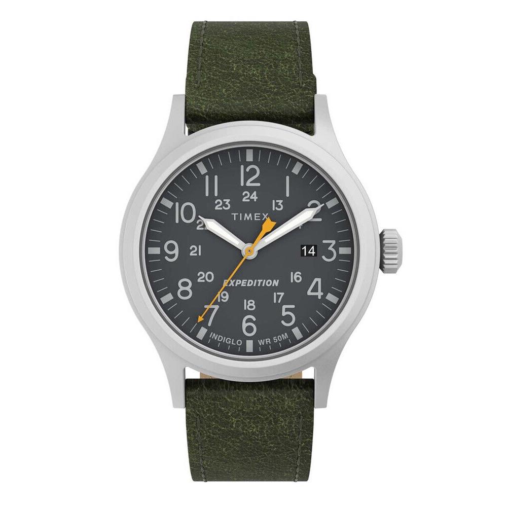 Timex TW4B22900 Men`s Indiglo Expedition Grey Dial Brown Leather Band Watch