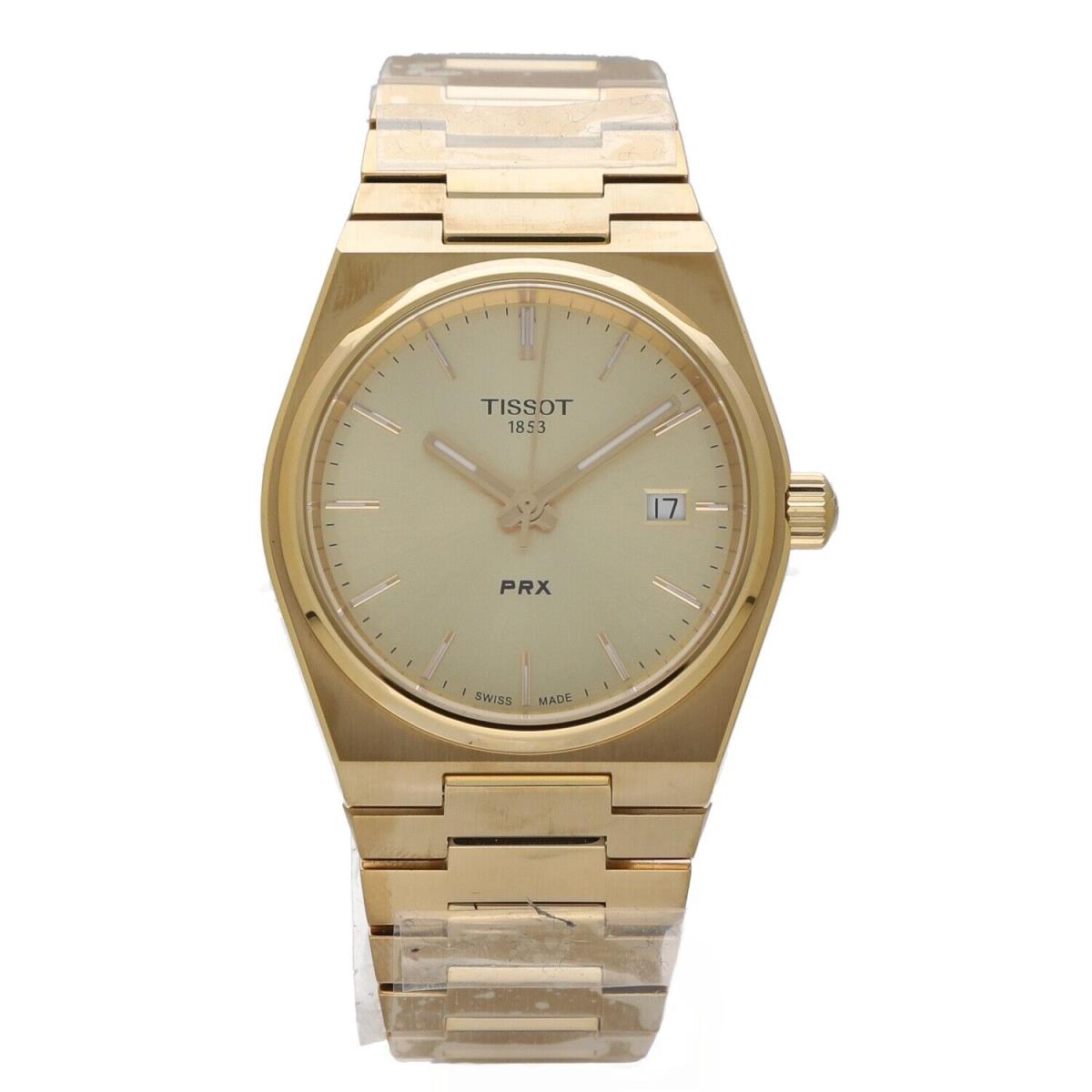 Tissot Prx T137.210.33.021.00 35 mm Gold Plated Tonneau Swiss Quartz Wrist Watch