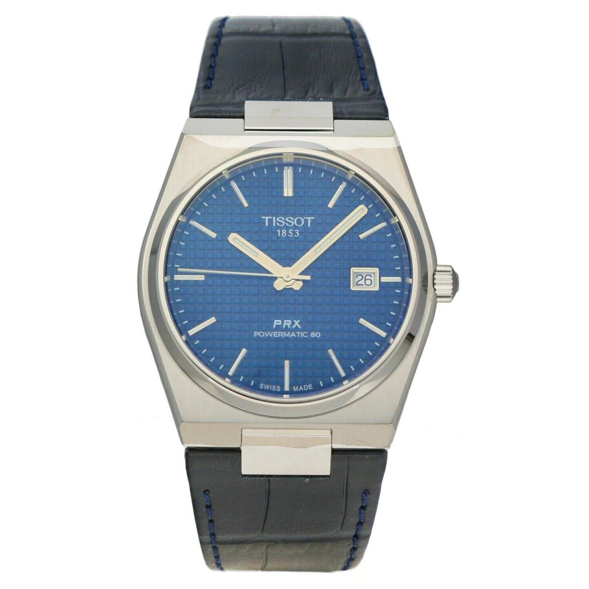 Tissot Prx T137.407.16.041.00 Powermatic 80 Blue Dial 40 mm Leather Men`s Watch
