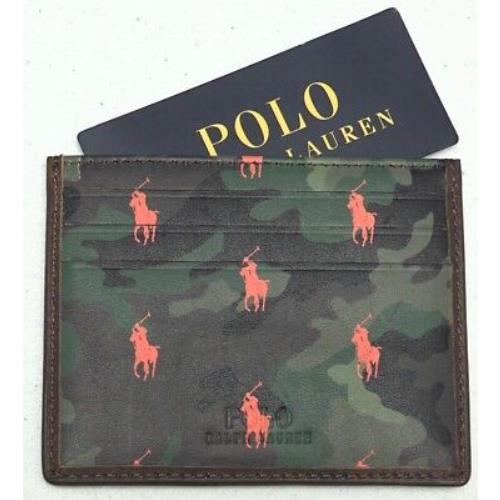 Polo Ralph Lauren Polo Wallet Slim Card Case Pony Print Camouflage Leather