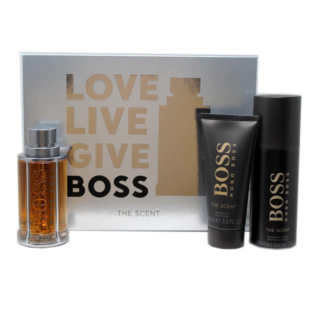 Boss The Scent BY Hugo Boss 3 Piece Gift Set For Men Eau DE Toilette Spray 100ML