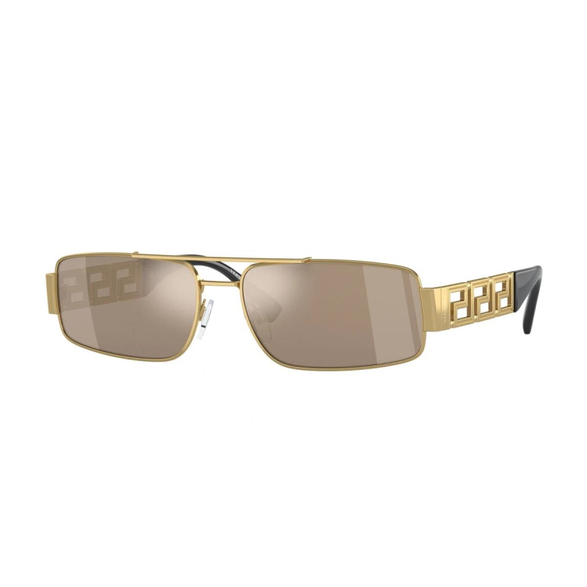 Versace VE2257 10025A Gold-light Brown Mirror Dark Gold Men`s Sunglasses 60MM