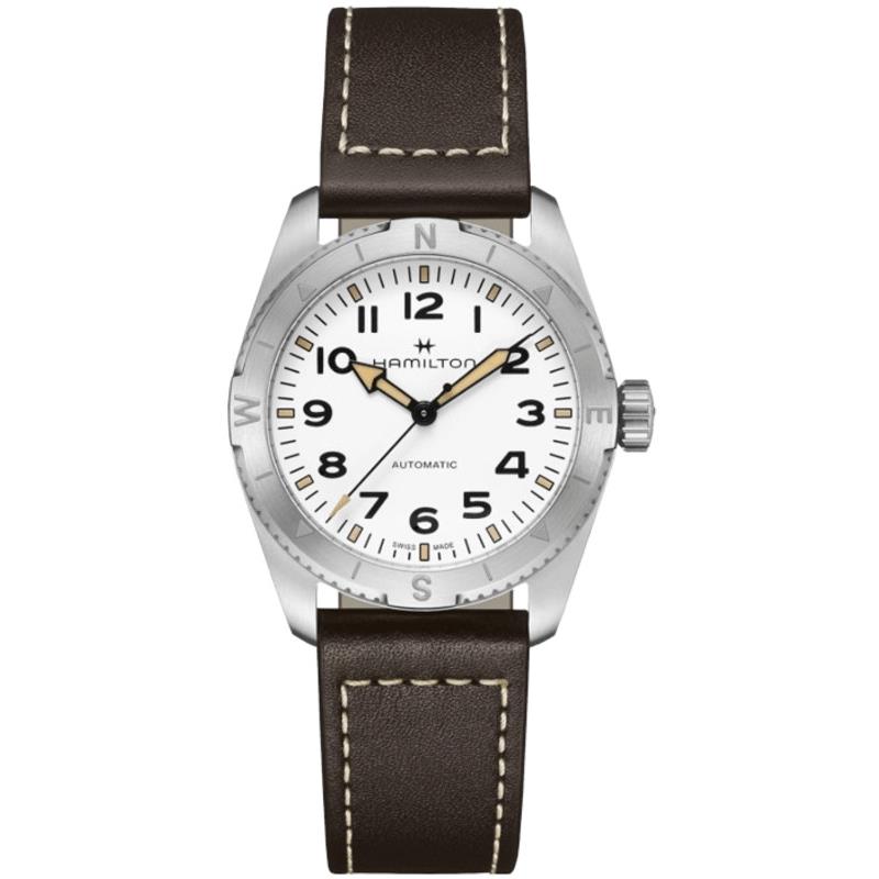 Hamilton Khaki Field Expedition Auto 37mm White Women`s Watch H70225510 - Face: White, Dial: White, Band: Brown