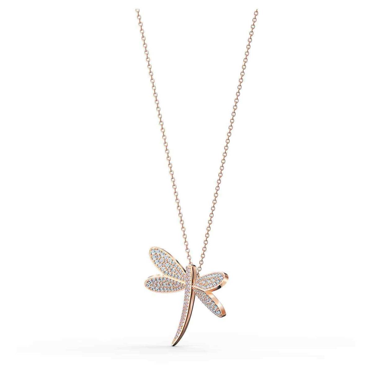 Swarovski Crystal Eternal Flower Dragonfly Necklace Rose-gold - 5524856