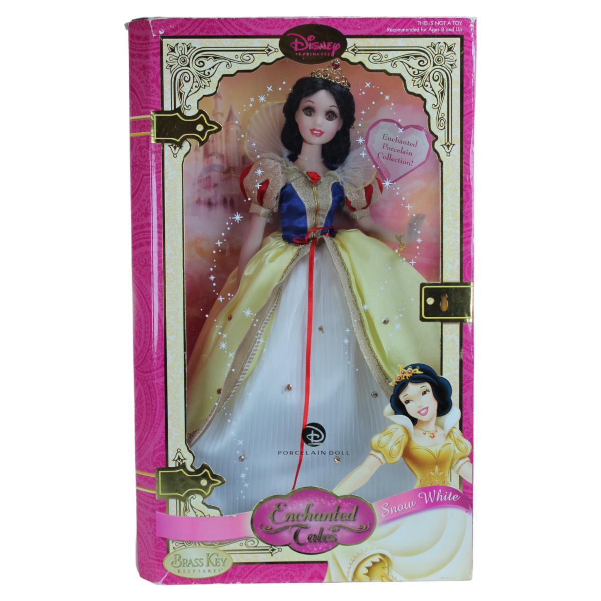 Disney Princess Enchanted Tales Snow White Porcelain Doll 2007 - Doll Hair: Black, Doll Eye: Brown