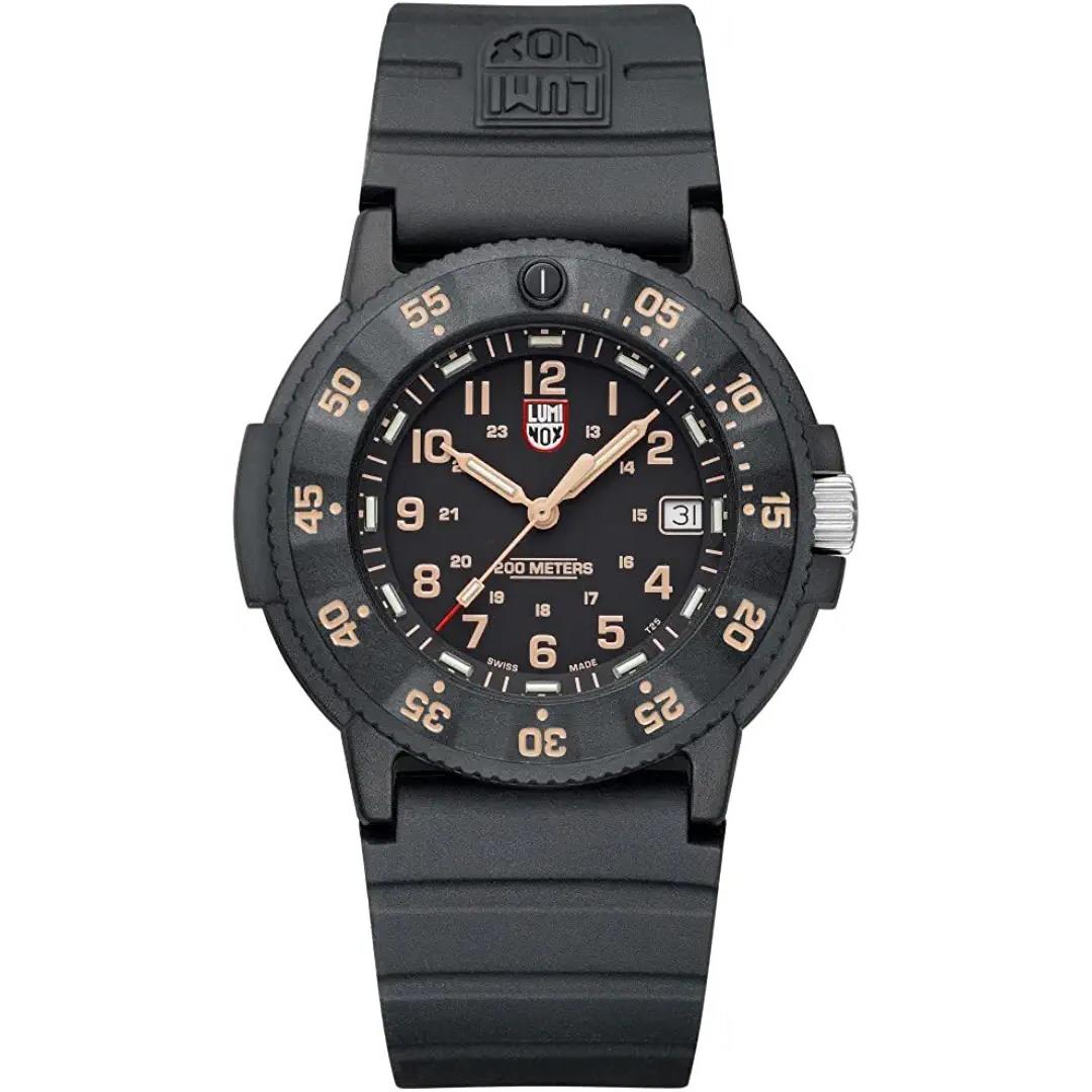 Luminox Men`s Navy Seal 3000 Evo Series 43mm Analog Black Old Radium Dive Watch Black