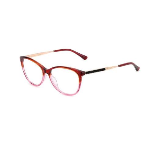 Jimmy Choo Women`s Eyeglasses Full Rim Cat Eye Burgundy/cherry JC379 01MQ 00