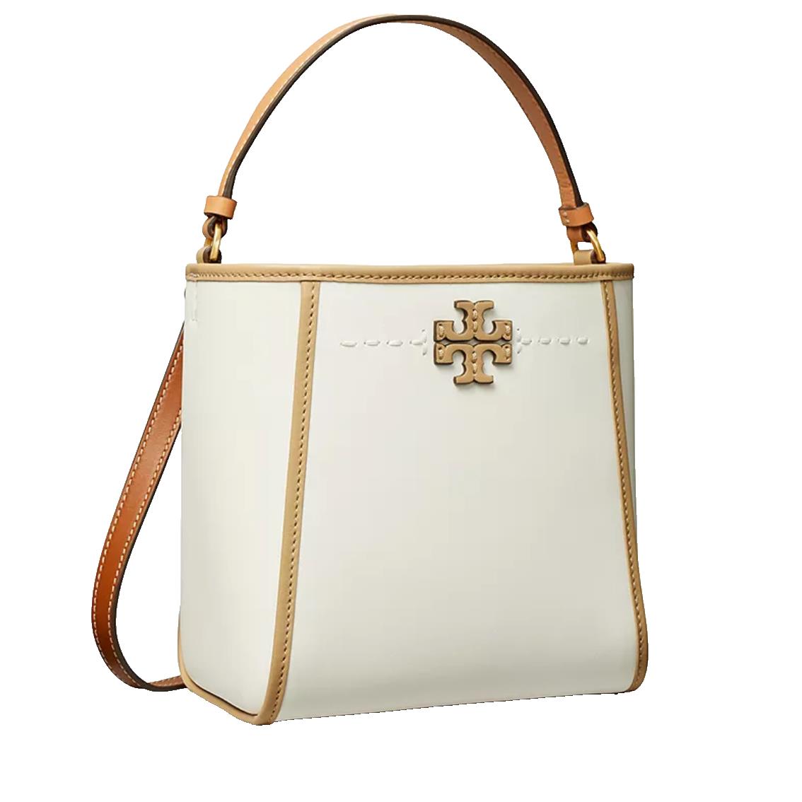 Tory Burch Mcgraw Leather Top Handle Bucket Crossbody Bag-blanc Color