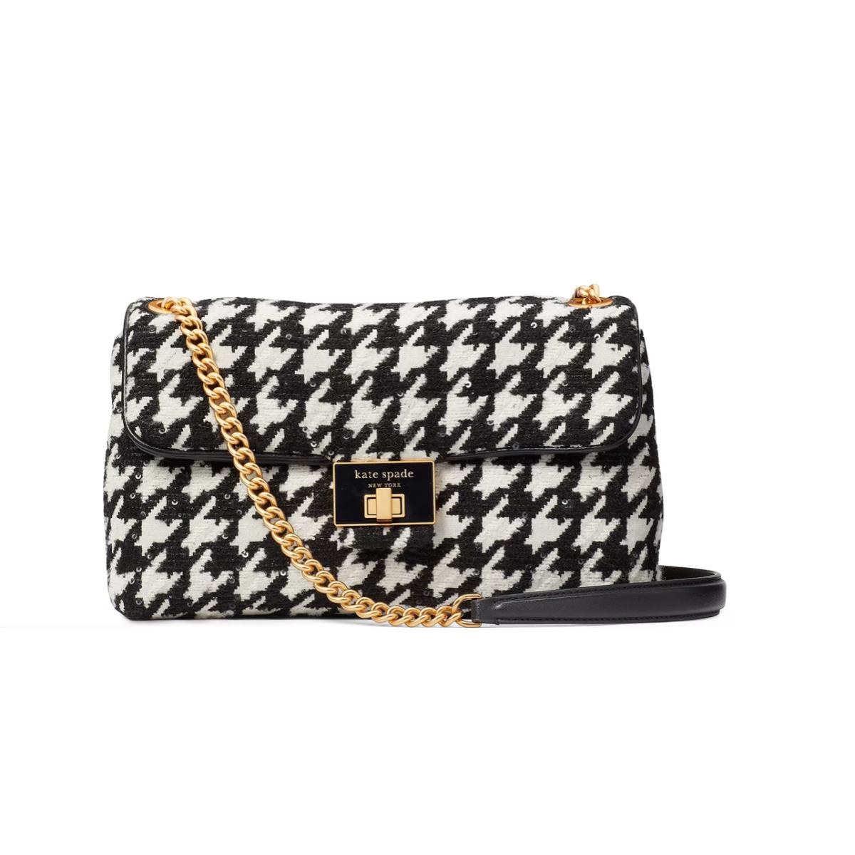 Evelyn Houndstooth Medium Convertible Shoulder Bag