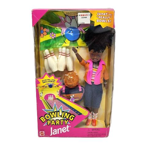 Vintage 1998 Mattel Bowling Party Janet Black Barbie Doll 22014 Box