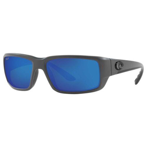 Costa Del Mar Men`s Sunglasses Blue Mirrored Lens Frame Faintail 0TF98 Obmp - Matte Grey Frame, Blue Mirrored Lens