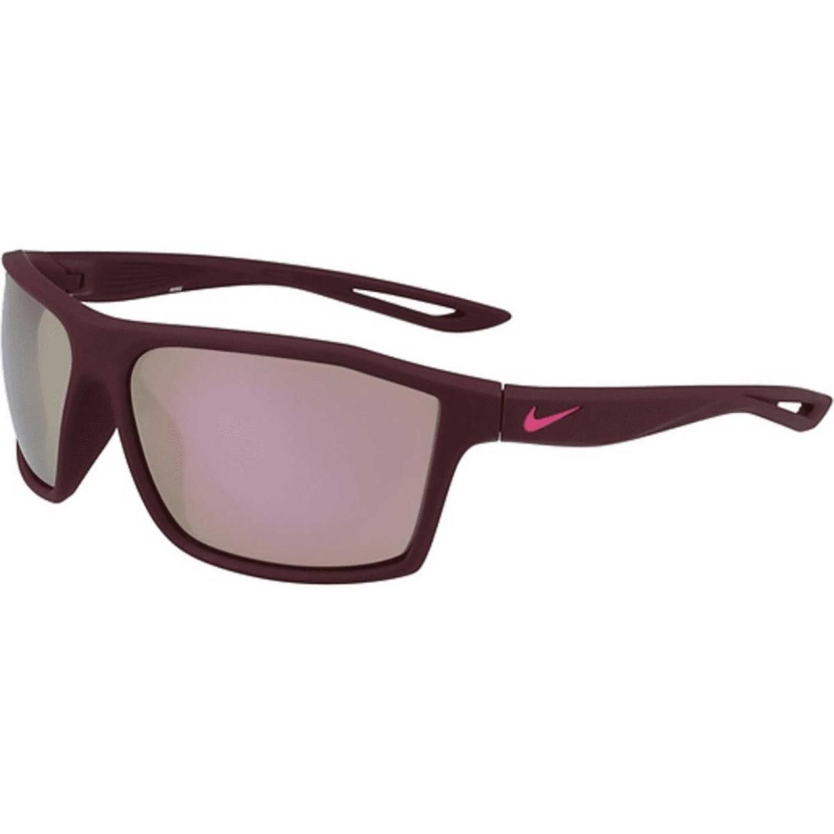 Nike Men`s Sunglasses Grey Light Pink Mirror Lens Plastic Frame Legend S 650 - Frame: Matte Bordeaux, Lens: Grey Light Pink Mirror