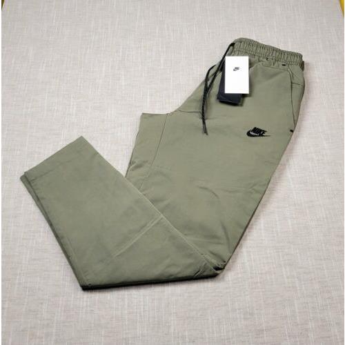 Nike Tech Woven Pants Small Mens Olive Green Black Commuter Unlined Tapered