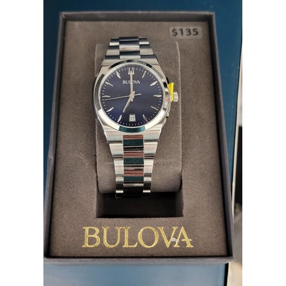 Bulova Surveyor 34mm Silver Stainless Steel Case Band Women`s - Dial: Blue, Band: Silver, Bezel: Silver