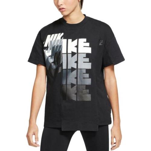 Nike x Sacai Women`s Hybrid Short Sleeve Tee Black CD6310-010