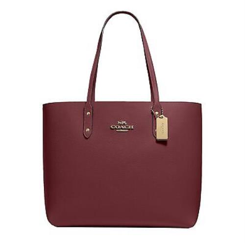 Coach Leather Town Tote in Wine. 15 x 6 x 12 with Upright Handles