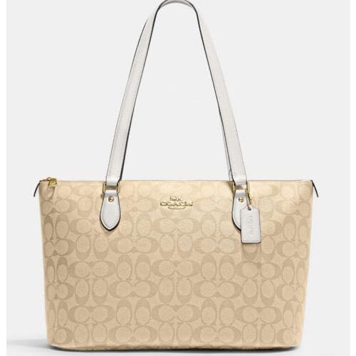 Coach Tote Handbag Gold/light Khaki Chalk Whit Tag CH504