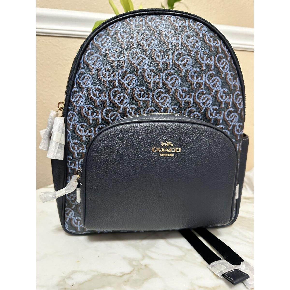 Coach Court Backpack with Coach Monogram Print Navy Multi CF344 Dust Bag