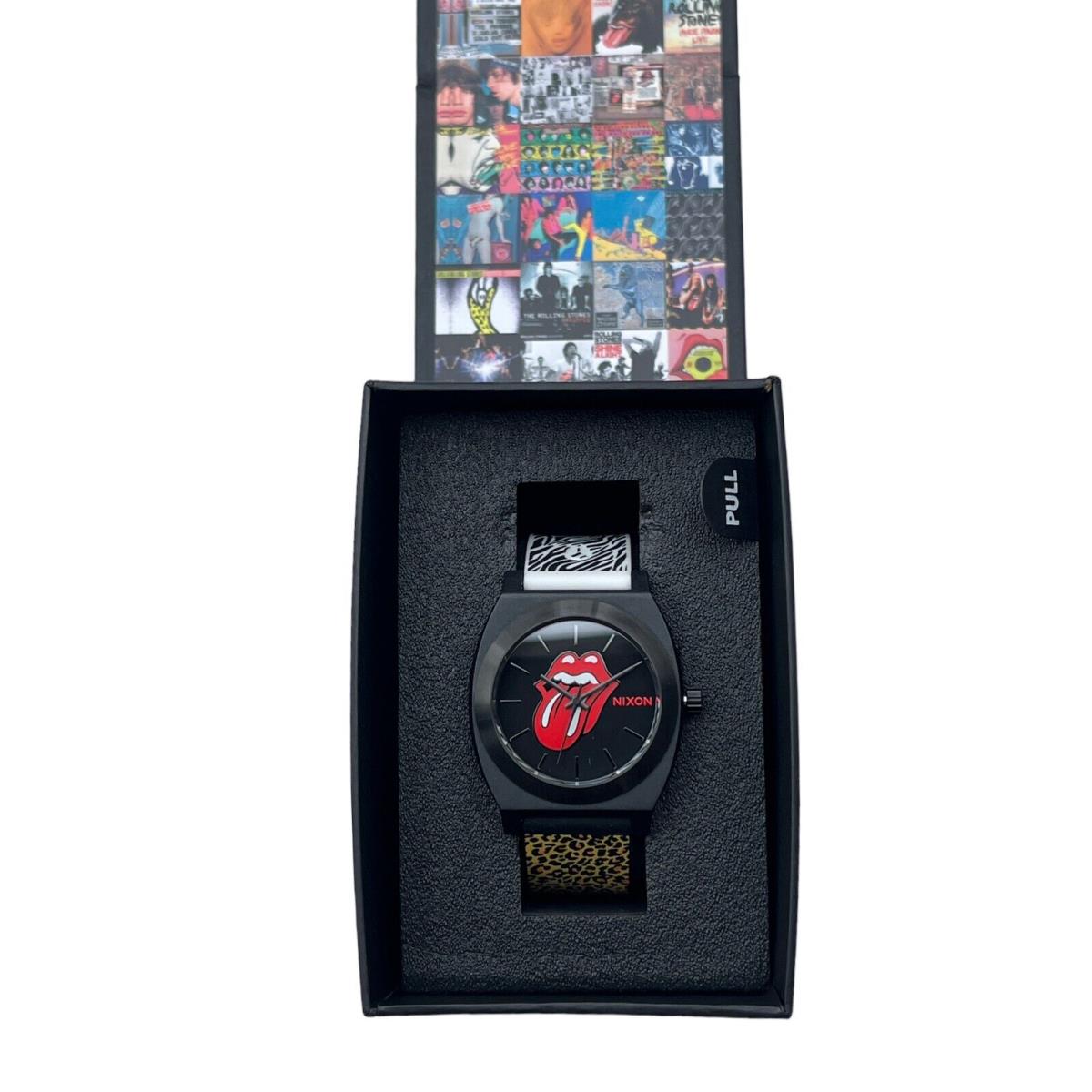 Nixon x Rolling Stones Unisex Black/ Zebra/ Cheetah Time Teller Opp Watch