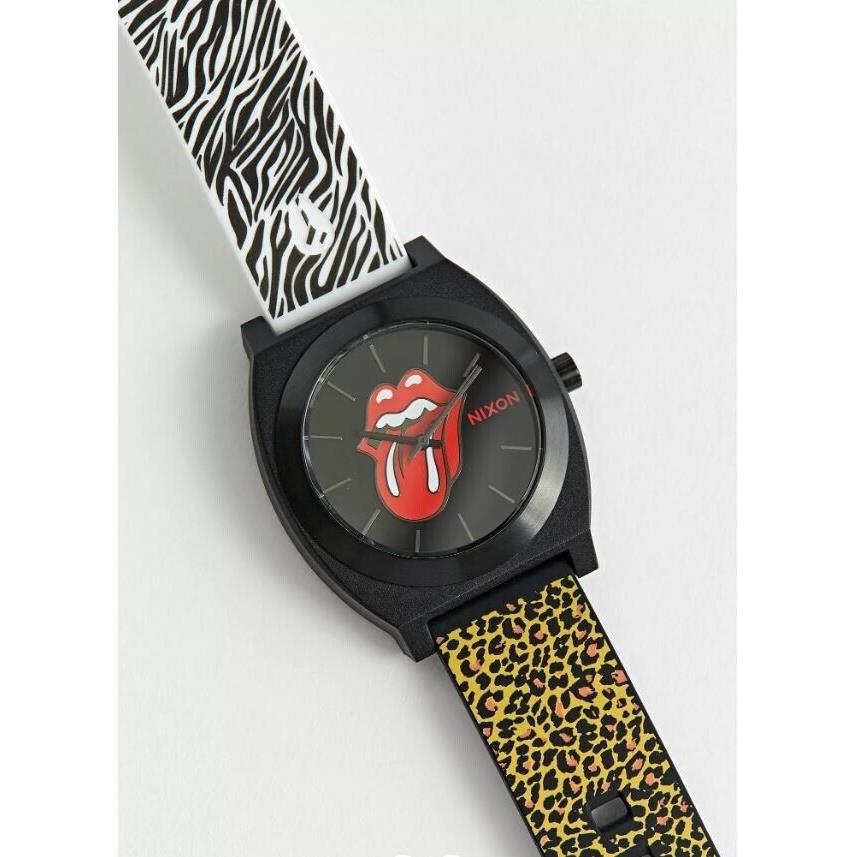 Nixon x Rolling Stones Unisex Black/ Zebra/ Cheetah Time Teller Opp Watch