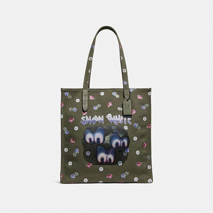 Disney x Coach Snow White Dark Fairytale Spooky Eyes Canvas Tote Bag Green 32719