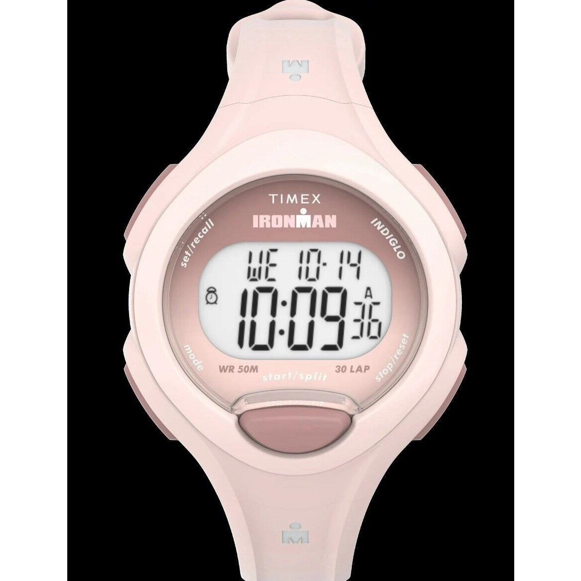 Timex TW5M55500 Pink Women`s 30-Lap Ironman Pink Resin Watch Indiglo Alarm