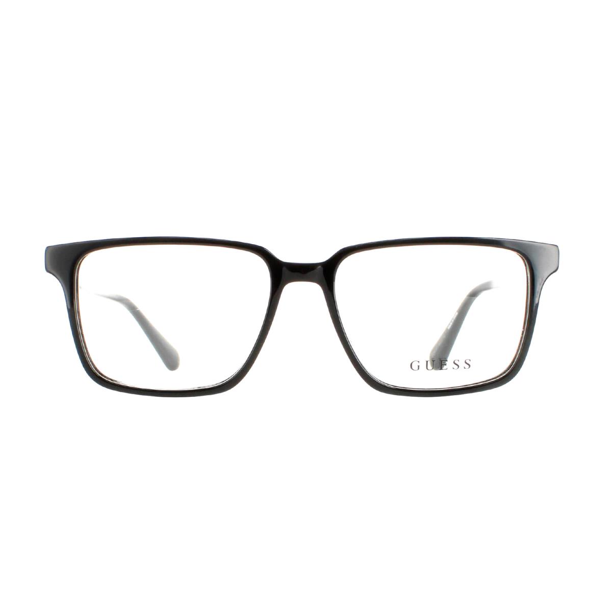 Guess Eyeglasses GU50047 001 52-15 150 Black Square Frames w/ Spring Hinges