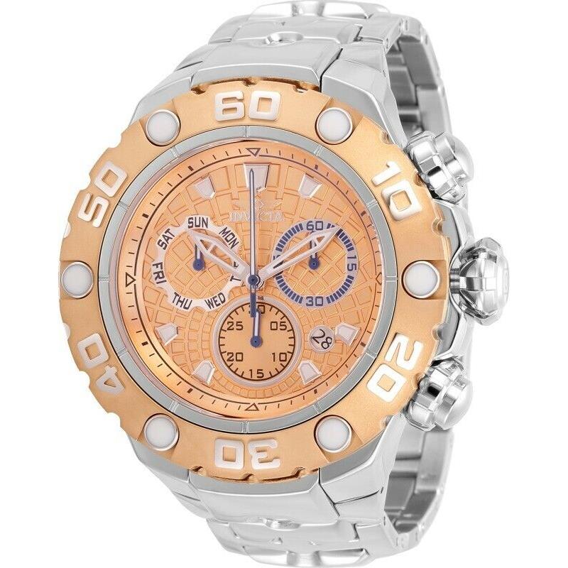 Invicta Men`s 57mm Excursion Rose Gold High Polished Chrono Silver Watch 31617