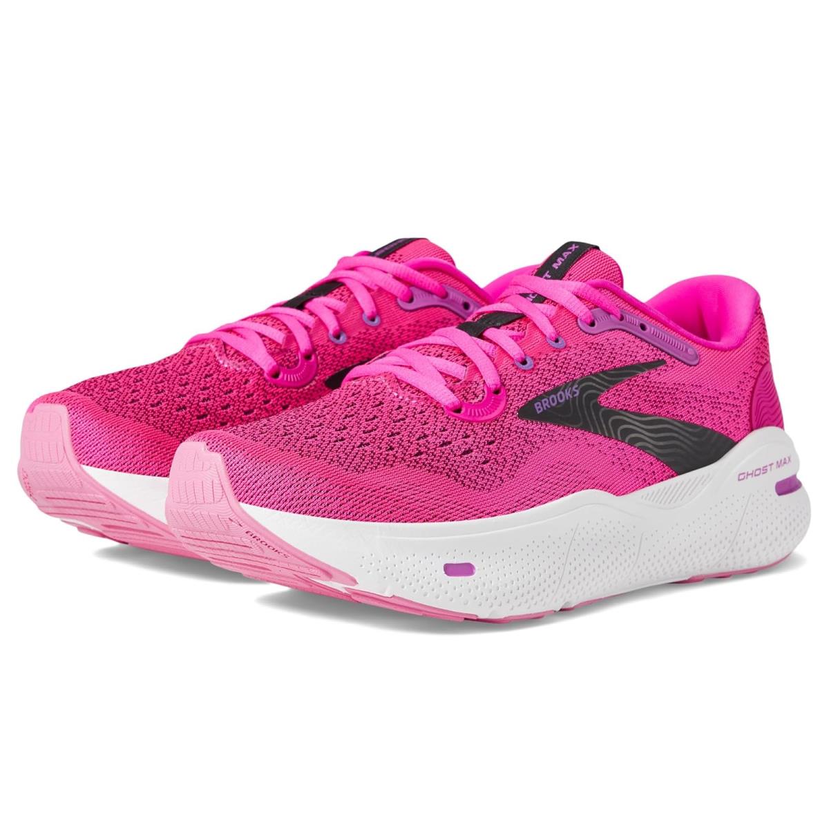 Woman`s Sneakers Athletic Shoes Brooks Ghost Max Pink Glo/Purple/Black
