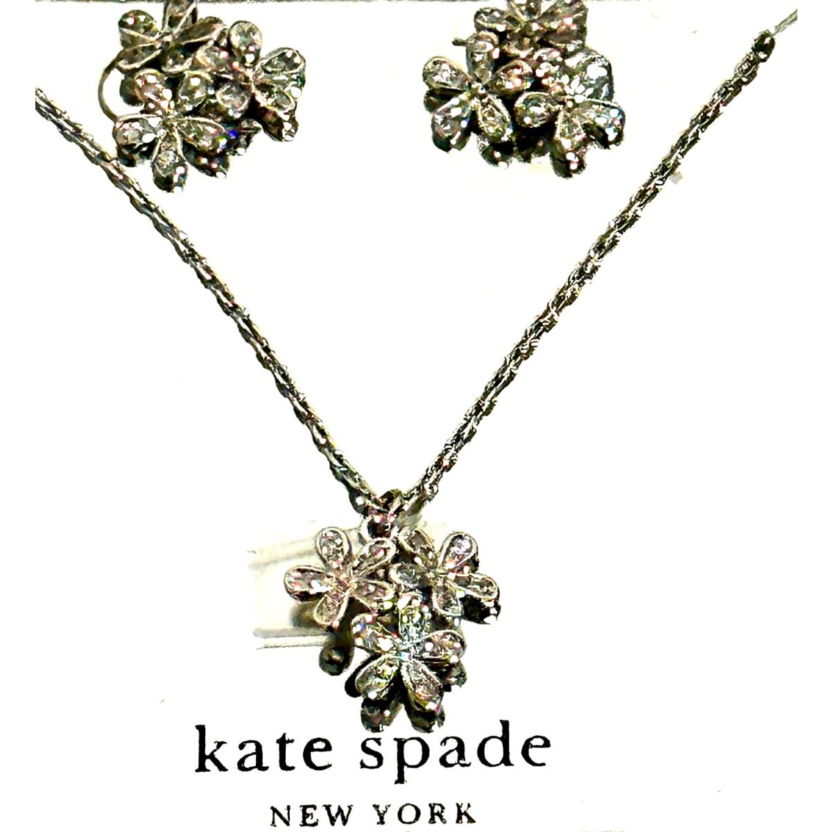 Kate Spade Gleaming Gardenia Cluster Studs Pendant Set Clear Silver