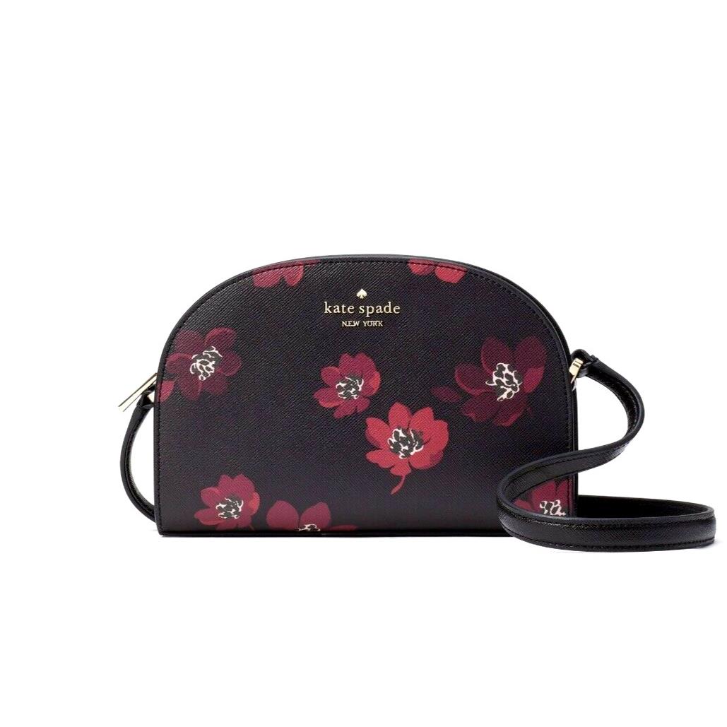 New Kate Spade Perry Saffiano Dome Crossbody Floral Black Multi with Dust Bag