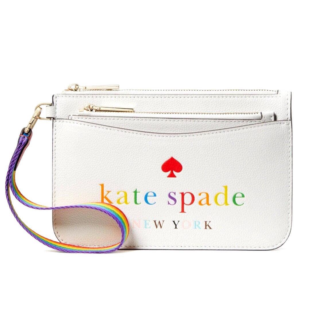 New Kate Spade All Love Wristlet Set 3-in-1 Rainbow White Multi with Dust Bag